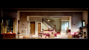 Ostling's finished set for the play's first half varies a bit from his initial design; note the higher stairway opening.
