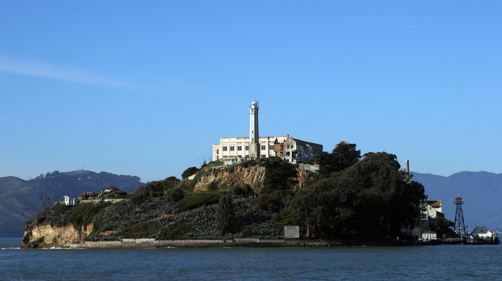 Sometimes referred to as "The Rock," Alcatraz Island on San Francisco Bay in California served as a lighthouse, then a military fortification, and then a federal prison until 1972, when it became a national recreation area. Now the island is open to tours.
