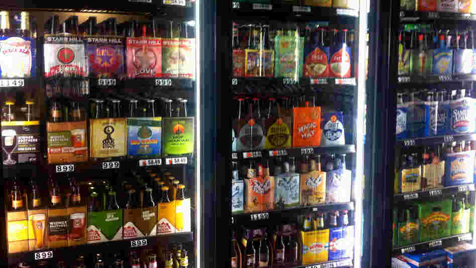 Craft brewers are reaching markets far from their home breweries. In a Washington, D.C., store, beers from California, Colorado, Louisiana, Vermont, and elsewhere are for sale.