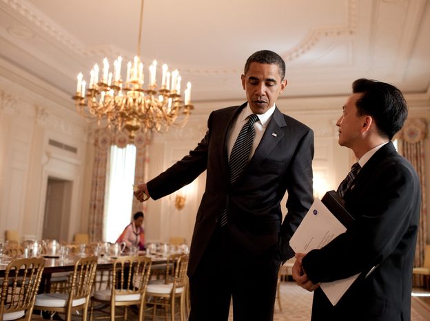 Rep. Anh "Joseph" Cao meets with President Obama on June 25, 2009. Cao was the only Republican to support the health care legislation introduced by House Democrats that year.
