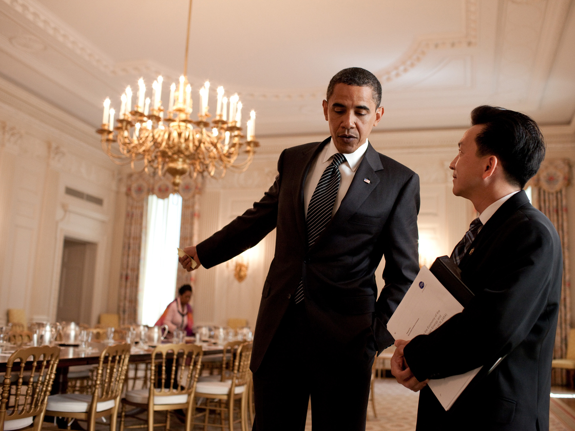 Rep. Anh "Joseph" Cao meets with President Obama on June 25, 2009. Cao was the only Republican to support the health care legislation introduced by House Democrats that year.