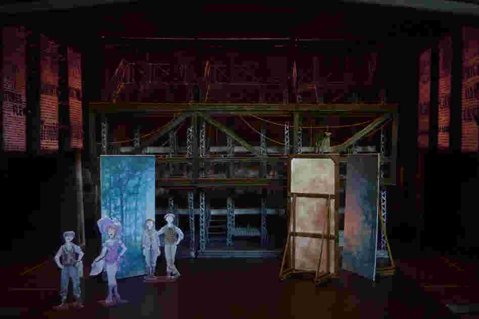 Designer Tobin Ost conceived a modular set to represent the multitude of Manhattan locations in Newsies. 