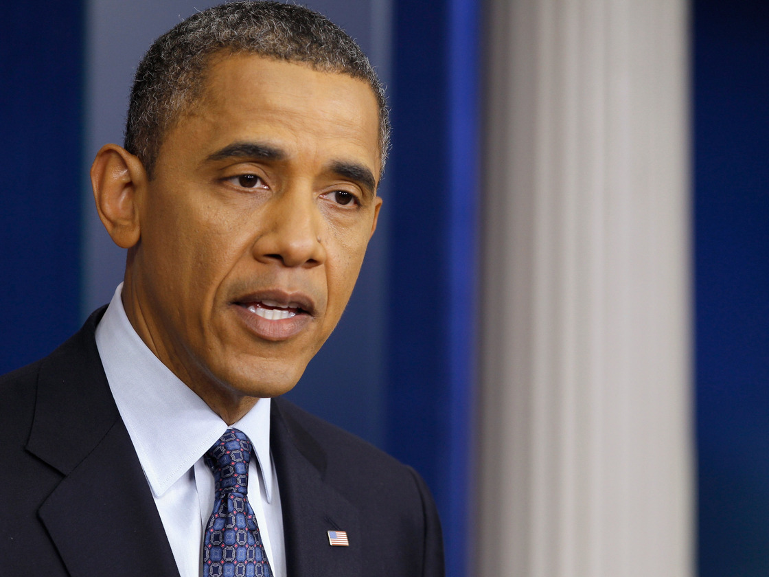 President Obama during this morning's news conference at the White House.