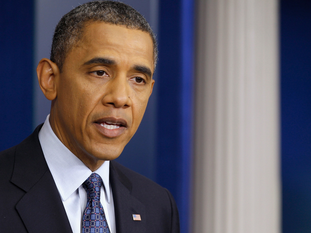 President Obama during this morning's news conference at the White House.