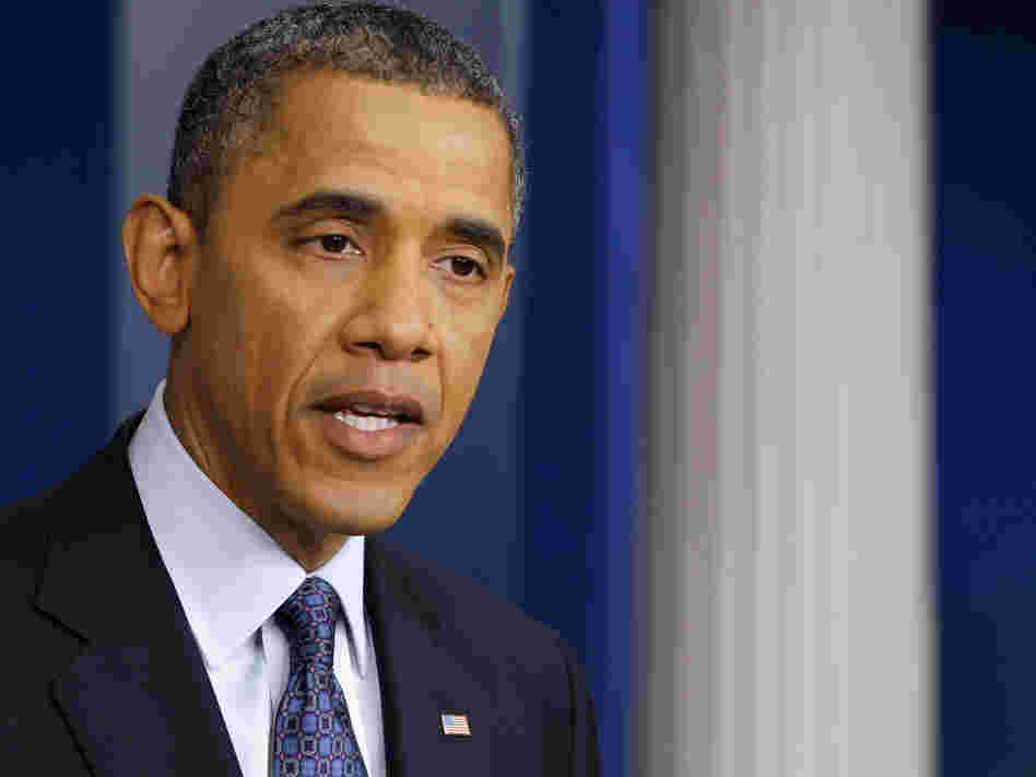 President Obama during this morning's news conference at the White House.
