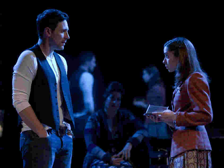 Steve Kazee and Cristin Milioti in Once, a musical based on the cult-favorite Irish indie movie. The show received 11 nominations, leading the Tonys pack this year.