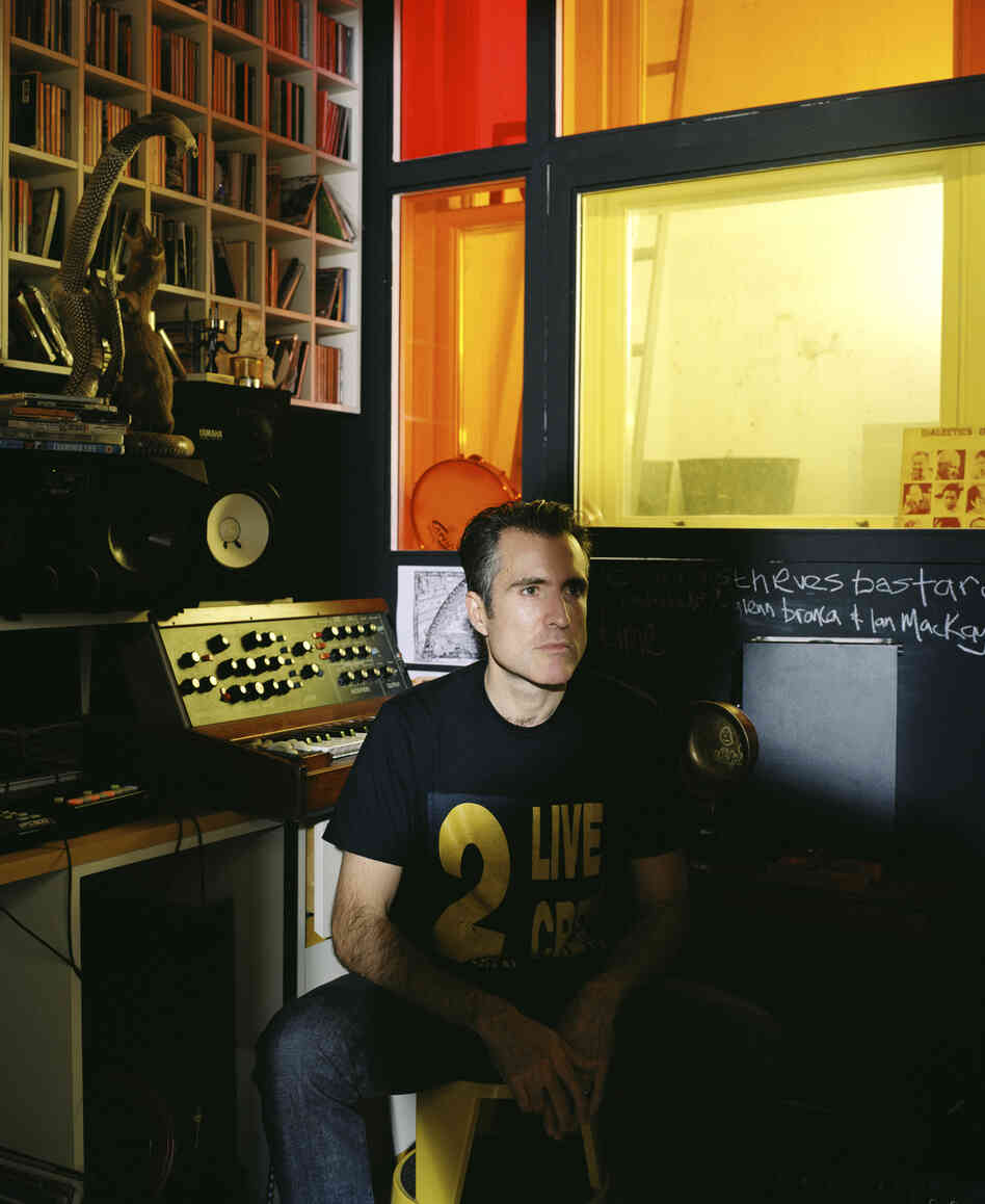 XL Recordings founder Richard Russell in his home studio in West London.