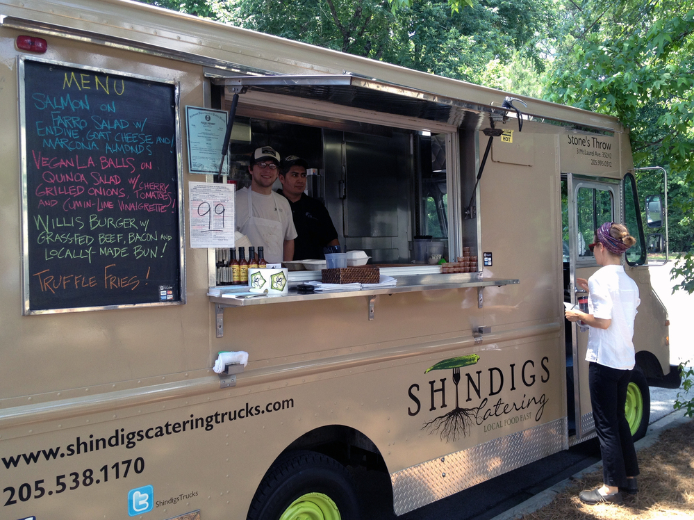 The crew of Shindigs sets up shop in a parking lot in Birmingham.