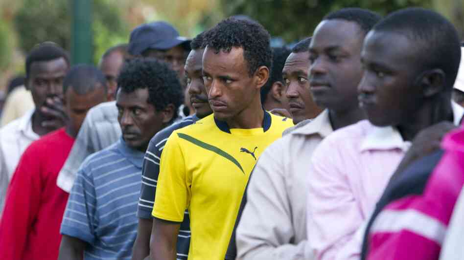 African migrants line up to receive a free hot meal provided by a group of Israelis called Soup Levinsky in Levinsky Park in Tel Aviv on Sunday. A court in Jerusalem ruled that Israel could deport South Sudanese nationals back to their home country. African migrants line up to receive a free hot meal provided by a group of Israelis called Soup Levinsky in Levinsky Park in Tel Aviv on Sunday. A court in Jerusalem ruled that Israel could deport South Sudanese nationals back to their home country.