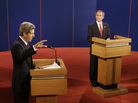 Democratic presidential candidate Sen. John Kerry debates President George W. Bush on Oct. 13, 2004. Bush later won re-election. Democratic presidential candidate Sen. John Kerry debates President George W. Bush on Oct. 13, 2004. Bush later won re-election.