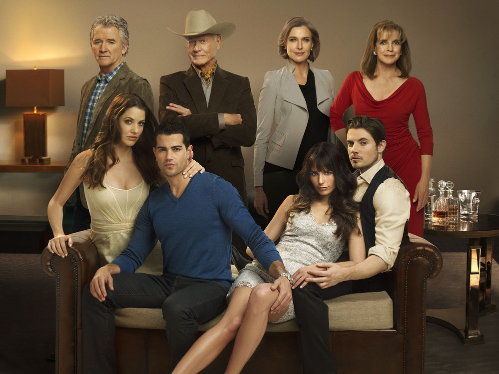 Bobby (Patrick Duffy, top left), J.R. (Larry Hagman, top center left) and the rest of the Ewing family are back, including a new generation, for TNT's reboot of Dallas.