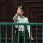 A Chinese paramilitary guard gestures outside the North Korean Embassy in Beijing on May 17. Tensions between the two countries are rising after unidentified North Koreans hijacked three Chinese fishing boats and demanded ransom, before releasing the vessels and their crew.