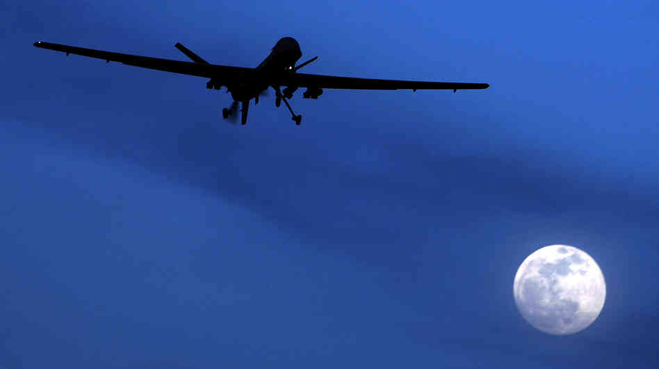 An unmanned U.S. Predator drone flies over Kandahar Air Field in southern Afghanistan on Jan. 31, 2010. Drones have become the U.S. weapon of choice in the fight against terrorism. But as the technology of this new form of warfare improves, so do concerns about how others will use it in the future.