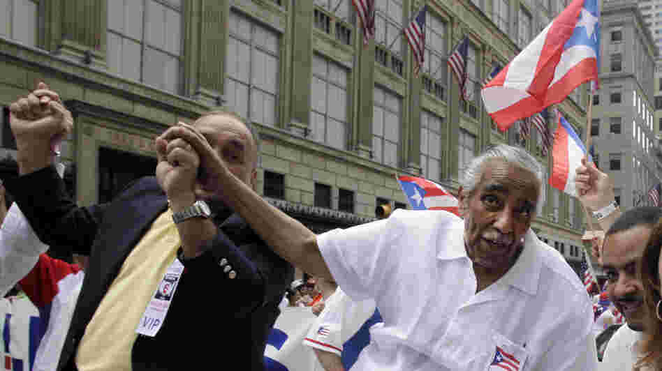Rep. Charles Rangel, D-N.Y., participates in last week's National Puerto Rican Day Parade in New York City.