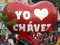 Thousands of Chavez followers took to the streets of Caracas for Monday's rally.
