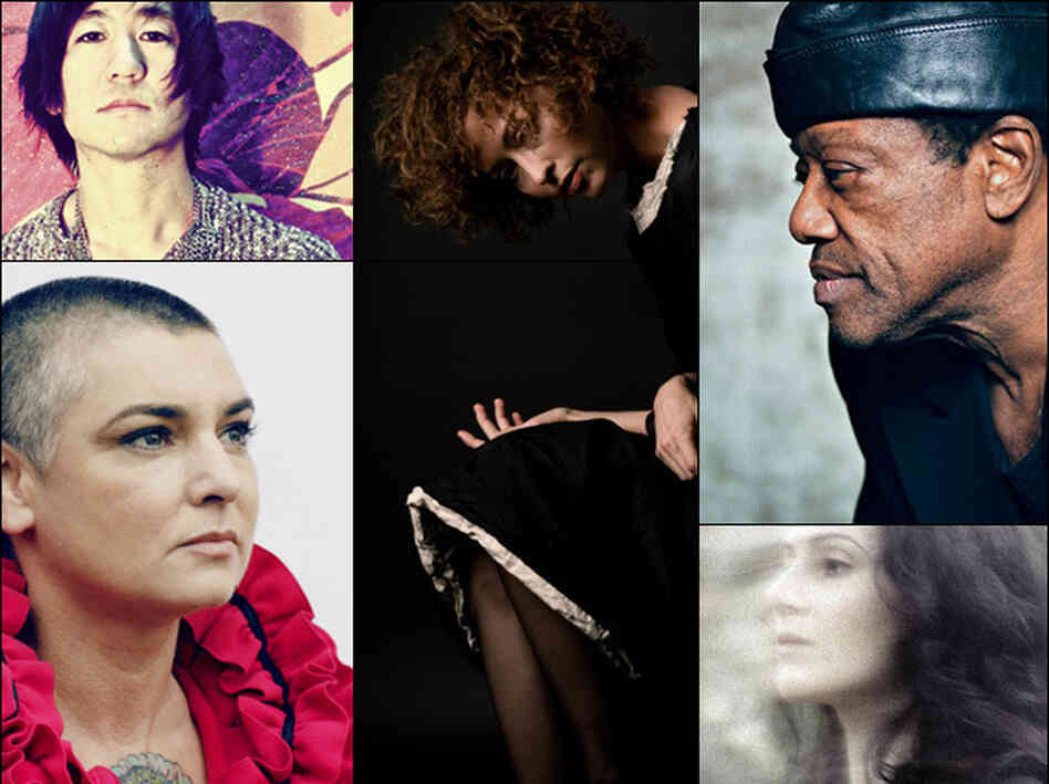 Clockwise from upper left: Kishi Bashi, Simone White, Bobby Womack, Aleksa Palladino of Exitmusic, Sinead O'Connor. Clockwise from upper left: Kishi Bashi, Simone White, Bobby Womack, Aleksa Palladino of Exitmusic, Sinead O'Connor.