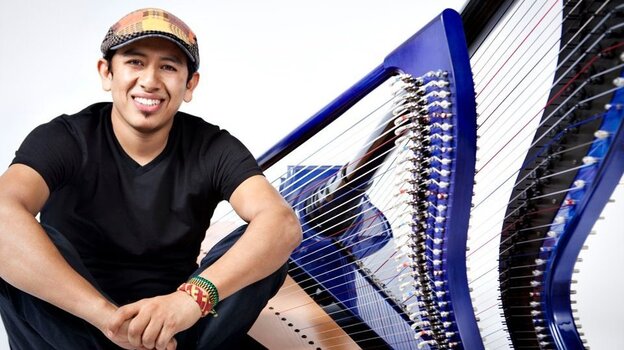 Edmar Castañeda's new album is titled Double Portion. (Courtesy of the artist)