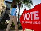 A Republican primary voter walks to her polling precinct in January in St. Petersburg, Fla. A Republican primary voter walks to her polling precinct in January in St. Petersburg, Fla.