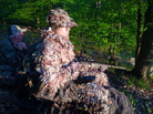 Jake Dobberke, 26, a Marine who lost his legs in Afghanistan, watches for turkeys in Potter County, Pa. The LEEK Hunting and Mountain Preserve helps healing young vets explore the wilderness in adaptive hunting gear. Jake Dobberke, 26, a Marine who lost his legs in Afghanistan, watches for turkeys in Potter County, Pa. The LEEK Hunting and Mountain Preserve helps healing young vets explore the wilderness in adaptive hunting gear.