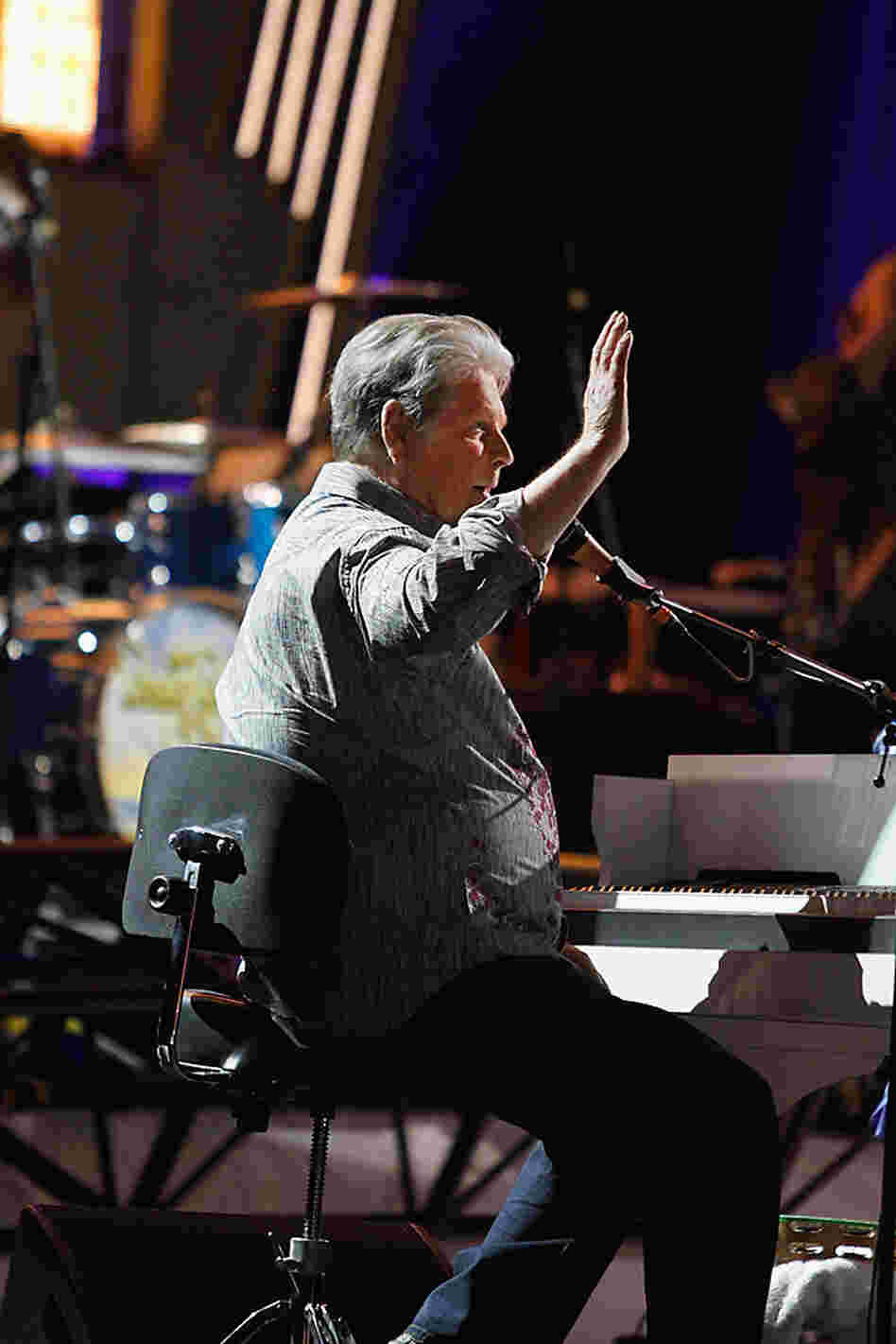 TUCSON, AZ - APRIL 24: Musician Brian Wilson performs during the Beach Boys 50th Anniversary Concert Tour at Anselmo Valencia Amphitheater on April 24, 2012 in Tucson, Arizona. (Photo by Mike Moore/Getty Images)