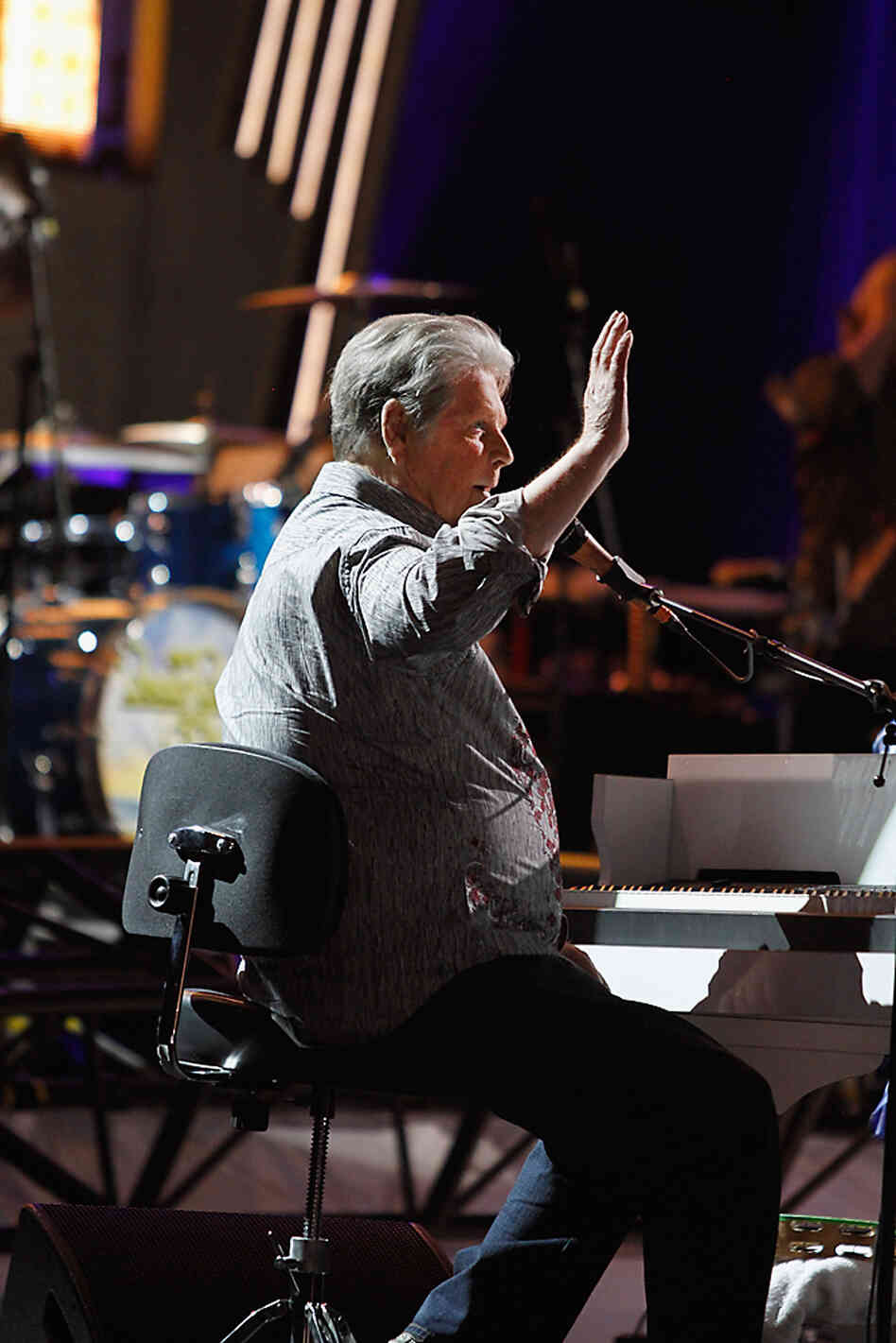 TUCSON, AZ - APRIL 24: Musician Brian Wilson performs during the Beach Boys 50th Anniversary Concert Tour at Anselmo Valencia Amphitheater on April 24, 2012 in Tucson, Arizona. (Photo by Mike Moore/Getty Images)