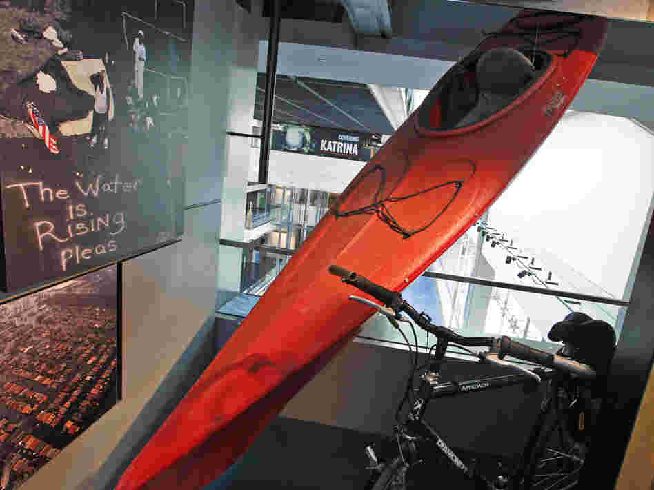 A kayak used by Times-Picayune photographer John McCusker to cover Hurricane Katrina is displayed at the Newseum in Washington, D.C., in 2010. McCusker, who worked for the paper for 25 years, is being laid off.