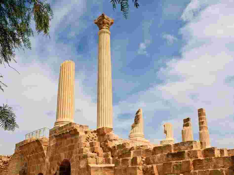 A reconstruction of old columns at Carthage in Tunisia.