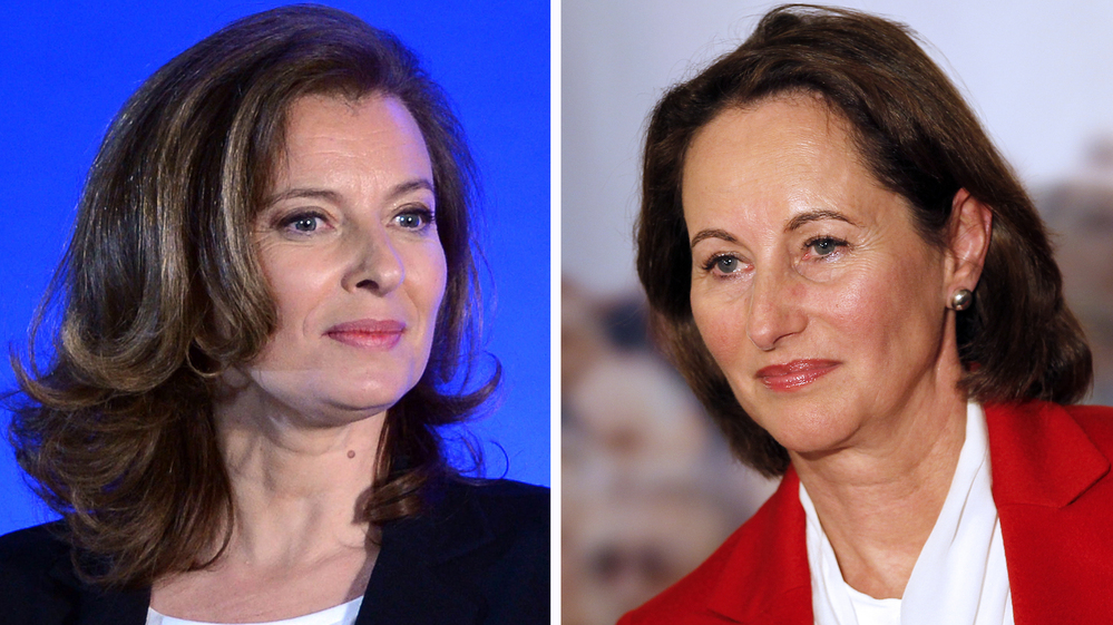 French President Francois Hollande's companion, Valerie Trierweiler (left), has sparked a political uproar in France, with a tweet in support of a candidate running against Segolene Royal (right), Hollande's former partner and the mother of his four children.
