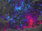 Data from the Twins Early Development Study shows areas in the U.K. where the effect of environmental factors, shown in pink, trumps the influence of genes, shown in blue, and vice versa. Data from the Twins Early Development Study shows areas in the U.K. where the effect of environmental factors, shown in pink, trumps the influence of genes, shown in blue, and vice versa.