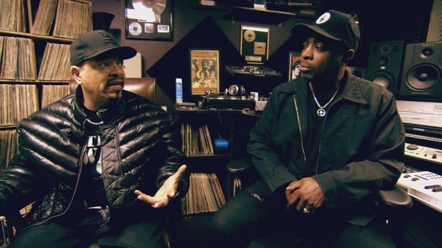 Ice-T (left) with Chuck D in a still from his documentary From Something to Nothing: The Art of Rap.