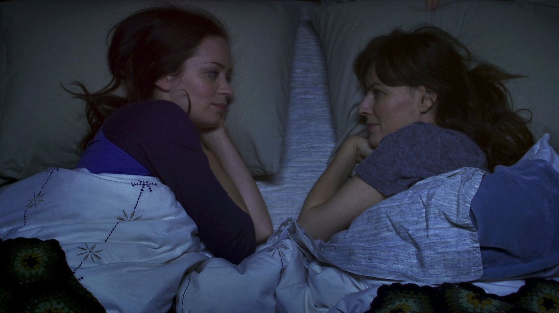 Iris (Emily Blunt, left) invites her best friend Jack to her family's vacation home after a death in his family. Unbeknownst to him, Iris' sister Hannah (Rosemary DeWitt) is already there, in the hopes of getting over a breakup.