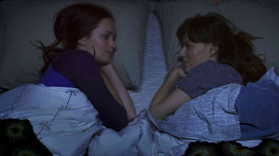 Iris (Emily Blunt, left) invites her best friend Jack to her family's vacation home after a death in his family. Unbeknownst to him, Iris' sister Hannah (Rosemary DeWitt) is already there, in the hopes of getting over a breakup.