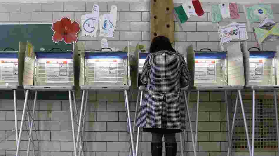 A voter casts her ballot in Stow, Ohio, during the March 6 primary.