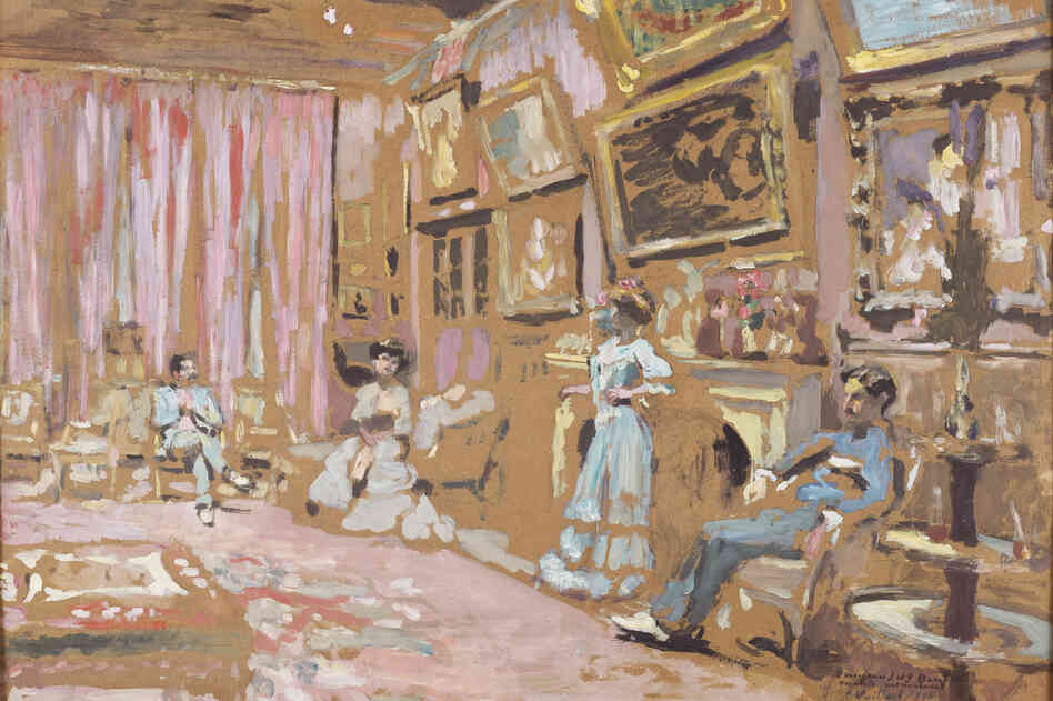 Jos Hessel was senior partner at the Bernheim-Jeune gallery, where Vuillard began exhibiting his work in the early 1900s. Messieurs and Mesdames Josse and Gaston Bernheim-Jeune, Avenue Henri-Martin, 1905, oil on cardboard, on panel.