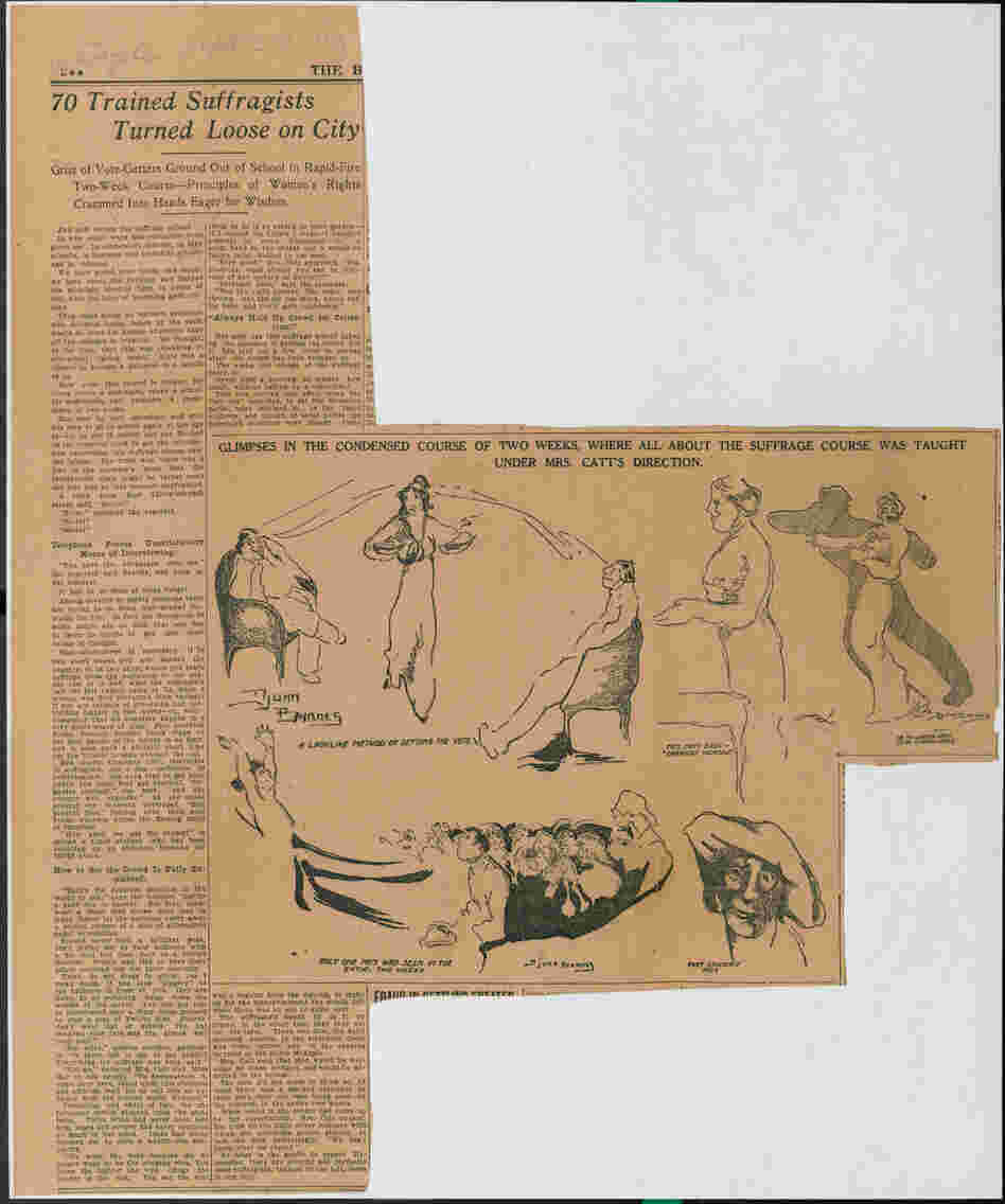 In a 1913 Brooklyn Daily Eagle piece, Barnes wrote about suffragist schools that train women to assert their rights in a ladylike fashion. (Click here to read it.)