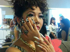 A model shows off an ABC student's work. Most of the students are studying manicuring. A model shows off an ABC student's work. Most of the students are studying manicuring.