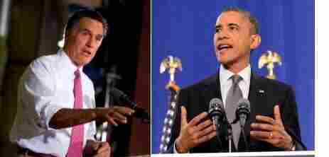 Republican presidential candidate Mitt Romney on the left. President Obama on the right. Republican presidential candidate Mitt Romney on the left. President Obama on the right.