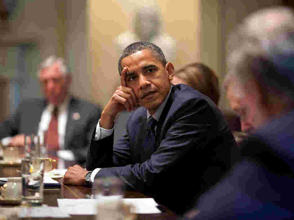 President Obama meets with members of Congress in the Cabinet Room of the White House in 2010.