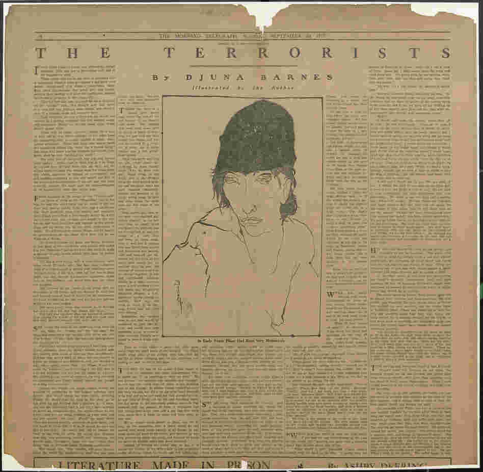 As in her Daily Eagle piece and this 1917 New York Morning Telegraph Magazine spread, Barnes often provided illustrations for her stories. (Click here to read the story.)