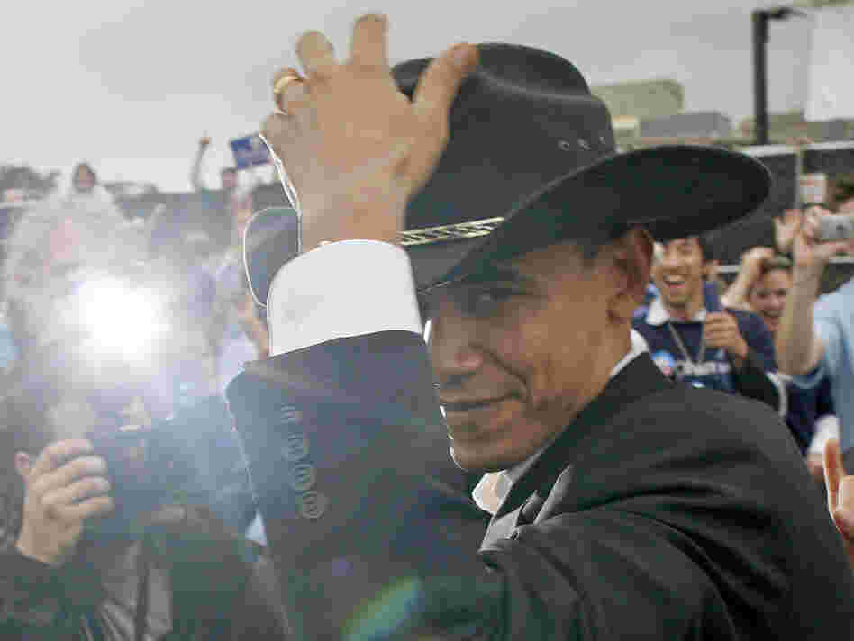 President Obama isn't generally the type to wear a cowboy hat (though he tried on one here in Austin, Texas, in 2007), but he's trying to reach out to rural voters as he campaigns for re-election.