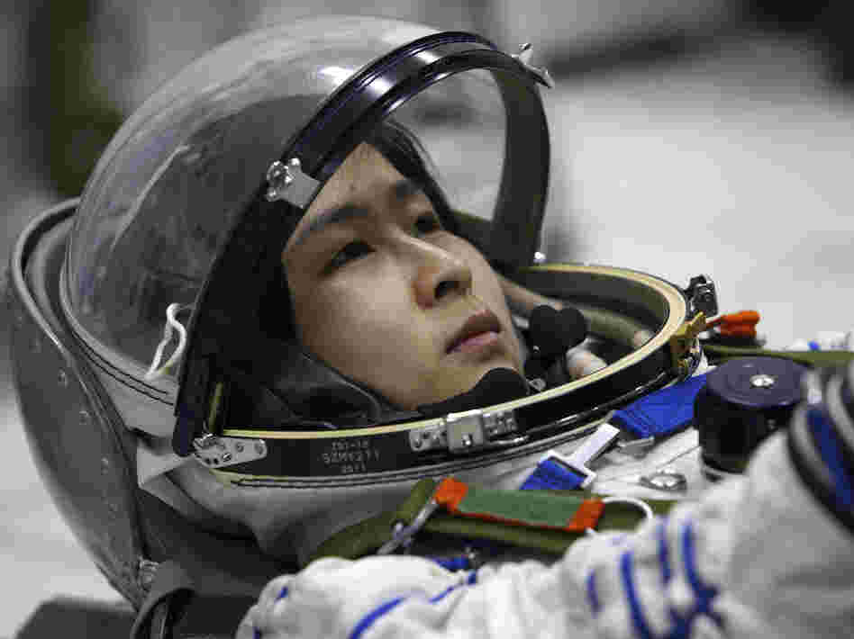 Liu Yang, China's first female astronaut, trains in Beijing in April, 2012.