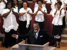 The Rev. Fred Luter is running unopposed for the presidency of the Southern Baptist Convention. Here, he delivers a sermon during Sunday services at Franklin Avenue Baptist Church in New Orleans. The Rev. Fred Luter is running unopposed for the presidency of the Southern Baptist Convention. Here, he delivers a sermon during Sunday services at Franklin Avenue Baptist Church in New Orleans.