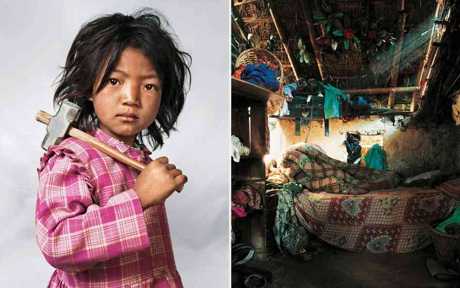 Indira lives with her parents, brother and sister near Kathmandu in Nepal. Her house has only one room, with one bed and one mattress. Indira is 7 years old and has worked at the local granite quarry since she was 3.