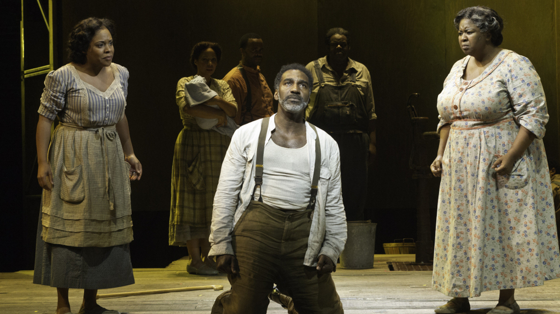 Mariah, at right, is the steel-spined matriarch of Porgy and Bess's Catfish Row. Actress NaTasha Yvette Williams, with Norm Lewis's Porgy and Bryonha Marie Parham's Serena, creats one of the show's pivotal moments without having to speak a word.