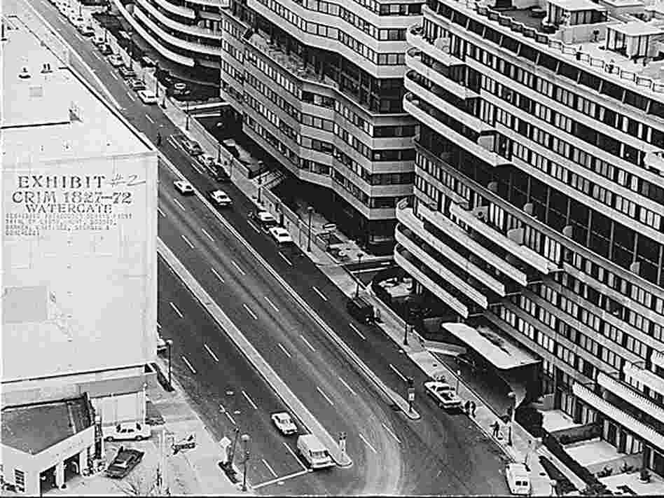 A photograph of the Watergate complex that was used as an exhibit in the trial of G. Gordon Liddy.