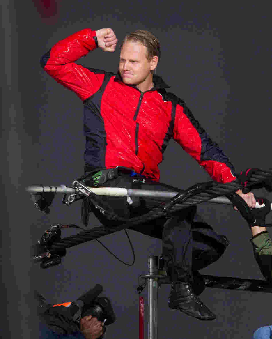 Wallenda crossed Niagara Falls in under 30 minutes on a 2-inch-thick wire. Wallenda crossed Niagara Falls in under 30 minutes on a 2-inch-thick wire.