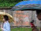Racist graffiti on a wall in the Ukrainian city of Lviv earlier this month. A recent BBC report warned of widespread racism in Ukraine and Poland, the hosts of the European soccer championship. Racist graffiti on a wall in the Ukrainian city of Lviv earlier this month. A recent BBC report warned of widespread racism in Ukraine and Poland, the hosts of the European soccer championship.
