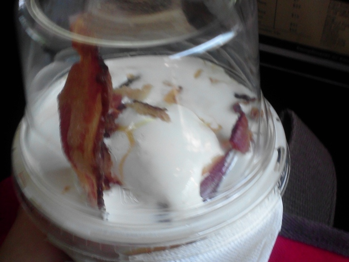 Make sure and leave the lid on because the bacon sundae cannot breathe in our atmosphere.