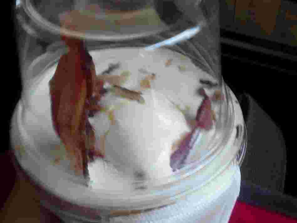 Make sure and leave the lid on because the bacon sundae cannot breathe in our atmosphere.