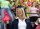 Ann Romney, wife of Republican presidential candidate Mitt Romney, wears a "Dressage is no. 1" foam finger at a competition on Saturday. Romney's horse, Rafalca, qualified for the 2012 Olympic dressage team. Ann Romney, wife of Republican presidential candidate Mitt Romney, wears a "Dressage is no. 1" foam finger at a competition on Saturday. Romney's horse, Rafalca, qualified for the 2012 Olympic dressage team.